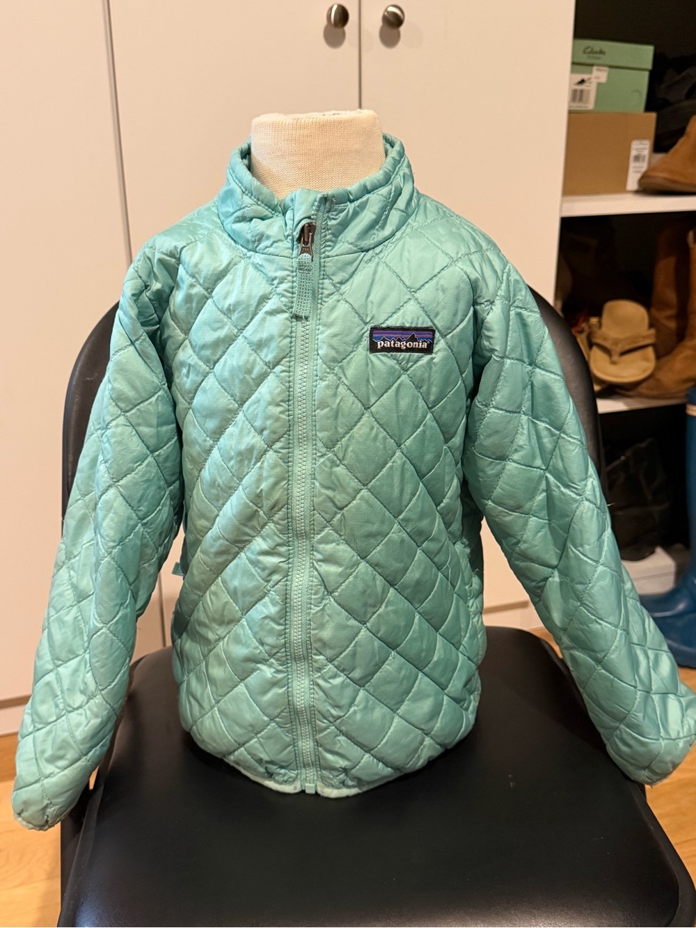 Patagonia Kids Nano-Puff Quilted Jacket in Light Teal, 5T